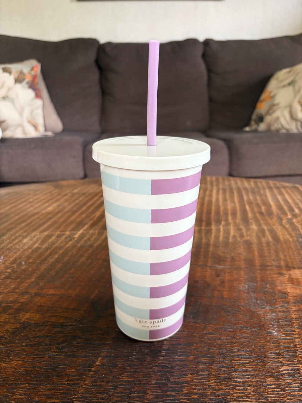 kate spade Striped Insulated Tumbler in Lavender and Light Blue